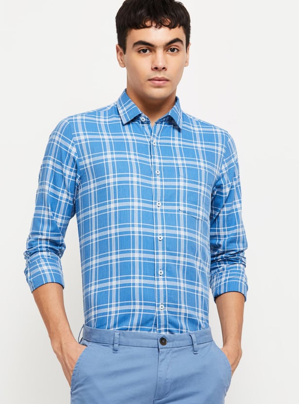 Men Checked Full Sleeves Regular Fit Casual Shirt