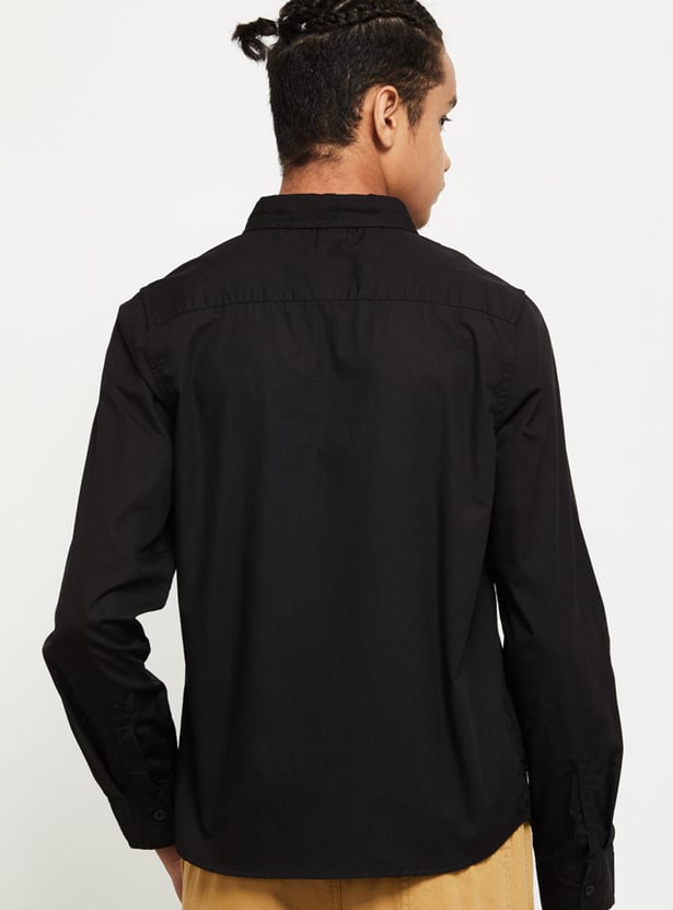 Boys Solid Long Sleeve Casual Shirt