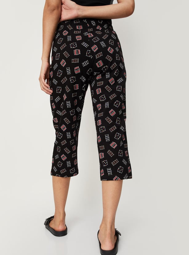 Women Printed Knit Capris