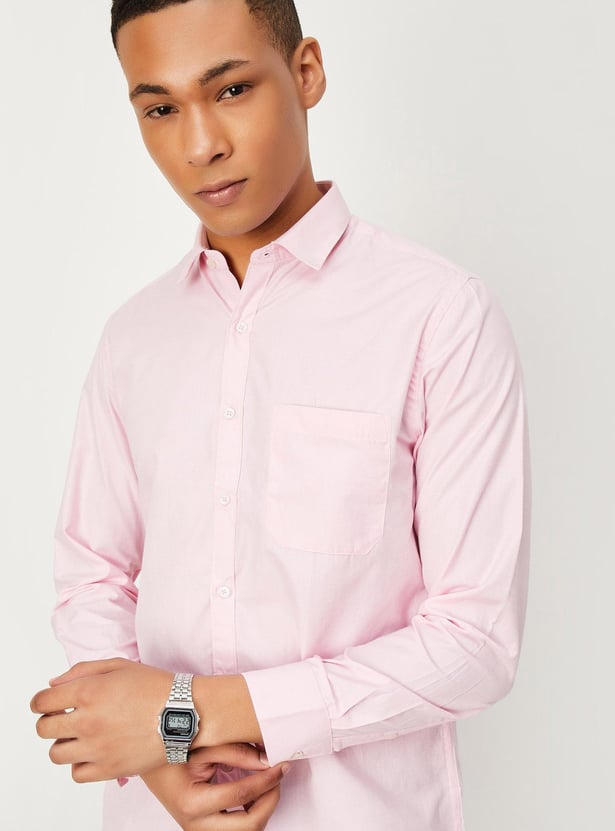 Men Slim Fit Fil A Fil Formal Shirt