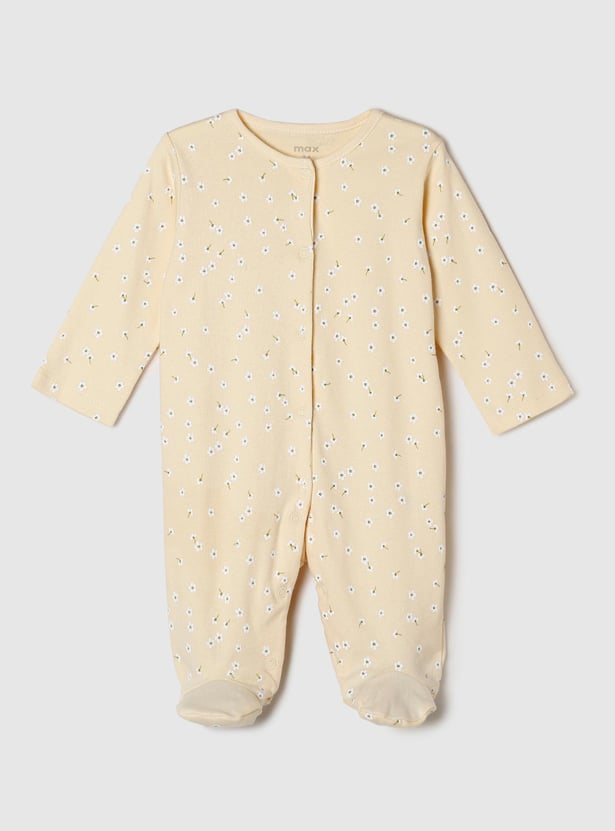 Girls Floral Printed Anti-Bacterial Sleepsuit