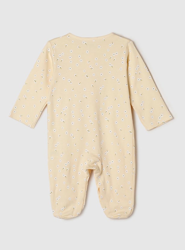 Girls Floral Printed Anti-Bacterial Sleepsuit