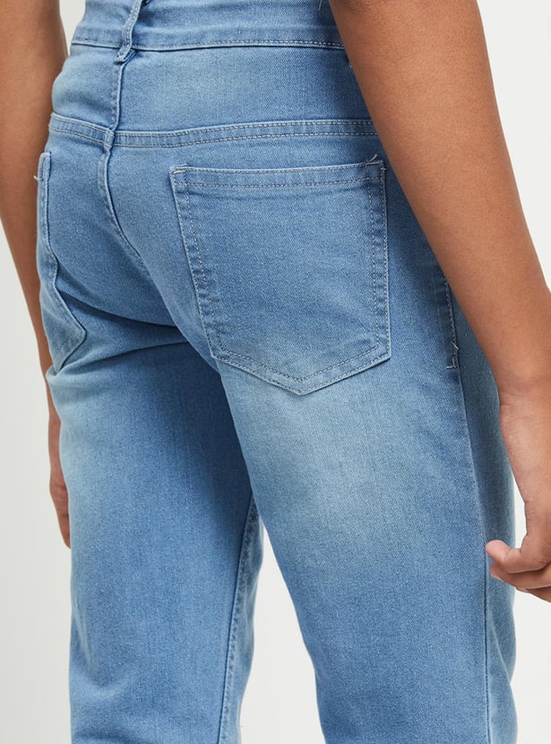 Boys Cotton Stonewashed Slim-Fit Jeans