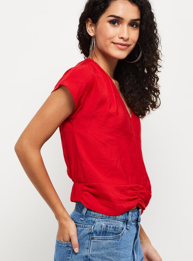 Women Solid Blouson Top