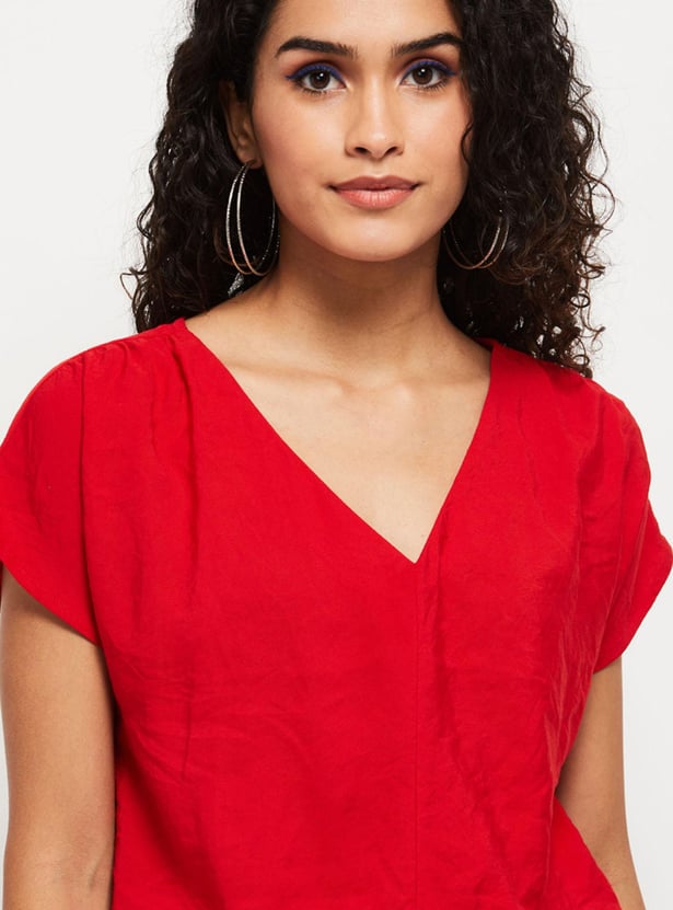 Women Solid Blouson Top