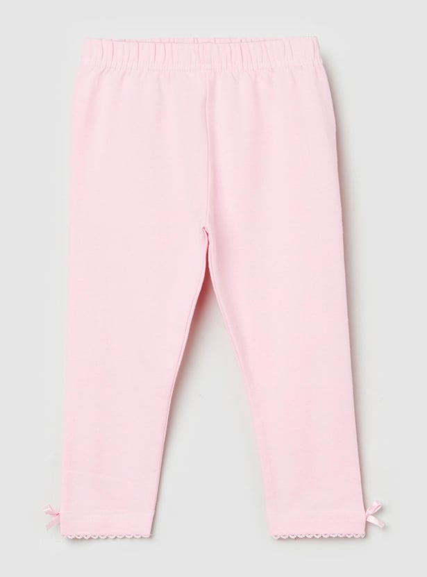 Girls Solid Elasticated 3/4th Leggings