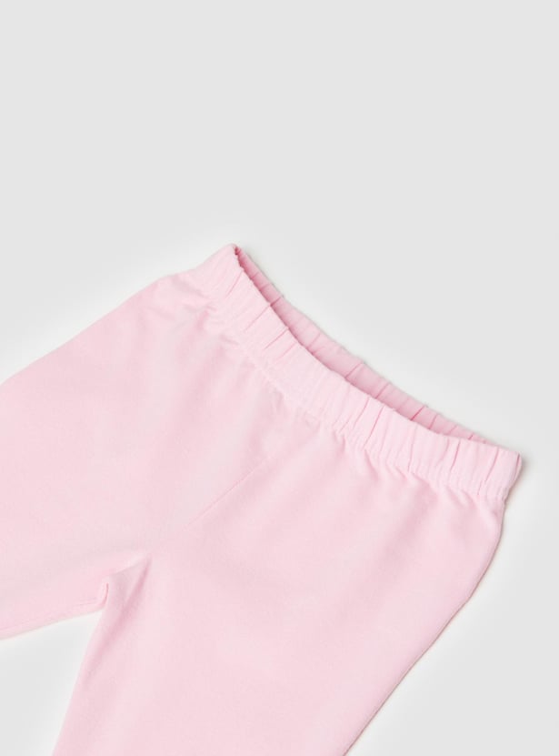 Girls Solid Elasticated 3/4th Leggings