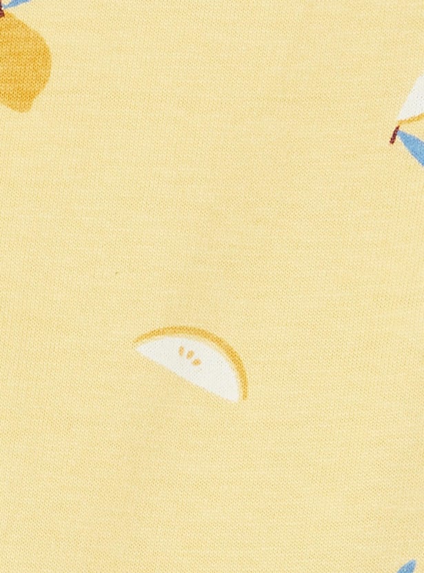 Girls Printed Round Neck A-Line Dress