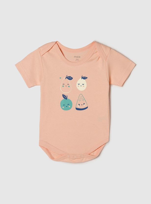 Girls Graphic Printed Round Neck Bodysuit- Pack of 2