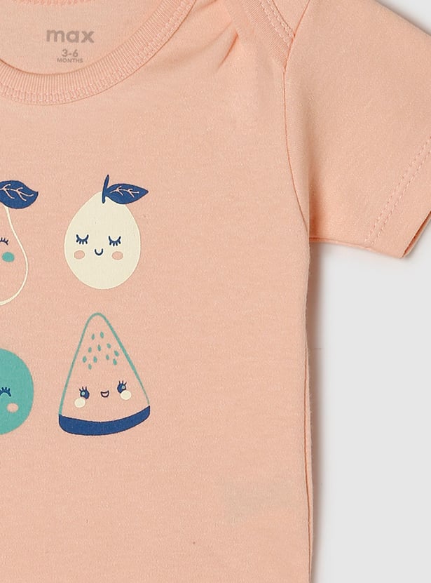 Girls Graphic Printed Round Neck Bodysuit- Pack of 2