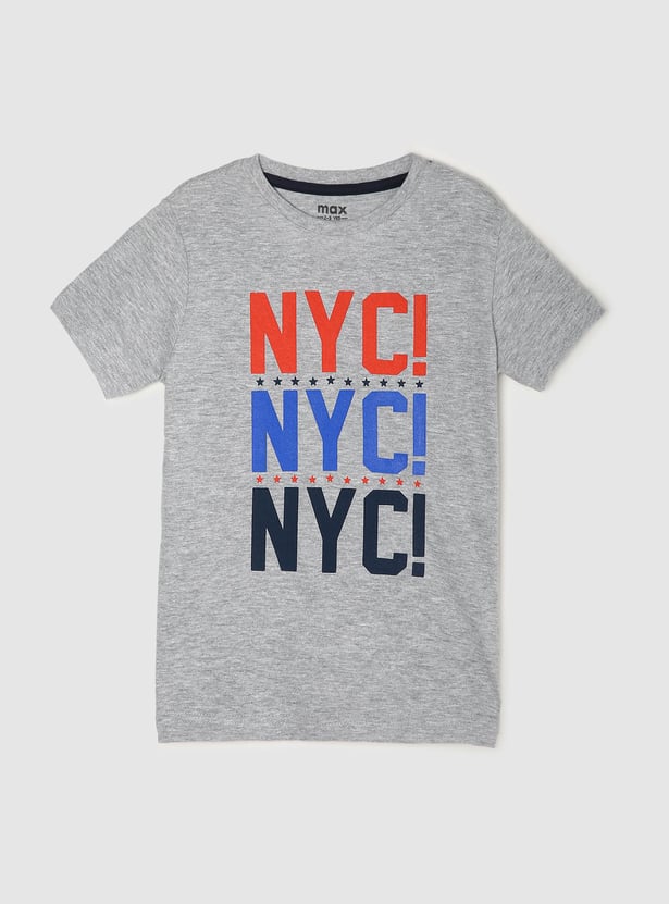 Boys Typographic Printed Crew Neck T-shirt