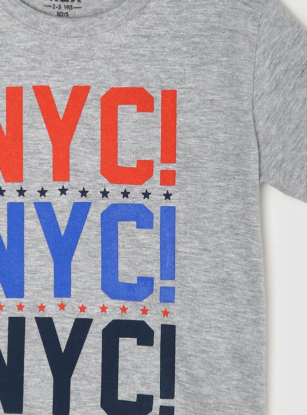 Boys Typographic Printed Crew Neck T-shirt