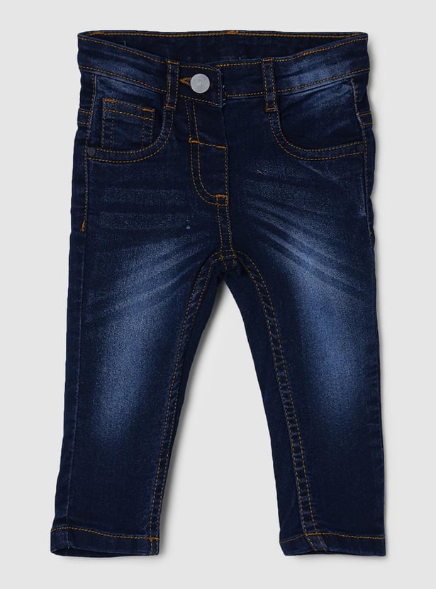 Girls Stonewashed Full-Length Slim Fit Jeans