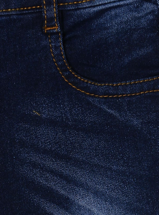 Girls Stonewashed Full-Length Slim Fit Jeans