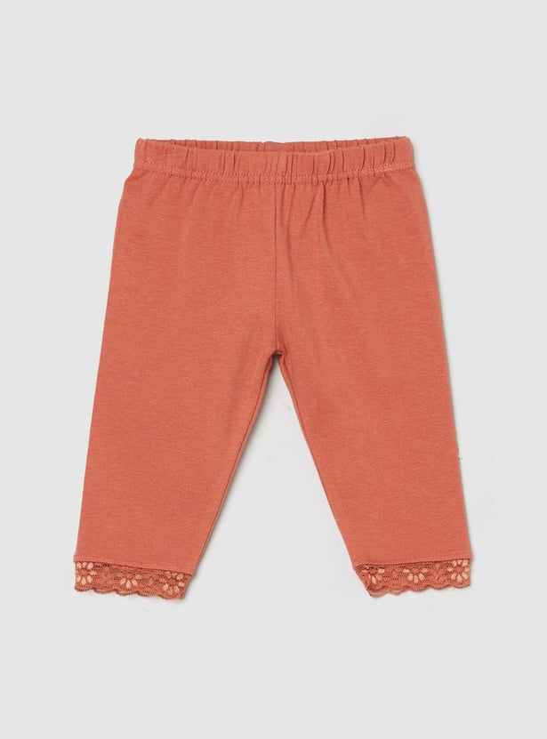 Girls Solid Elasticated 3/4th Leggings