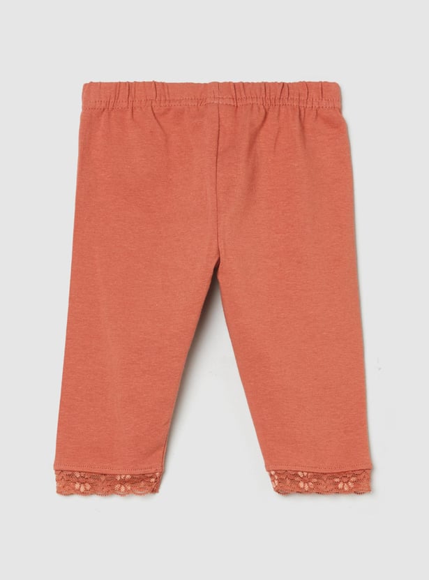Girls Solid Elasticated 3/4th Leggings