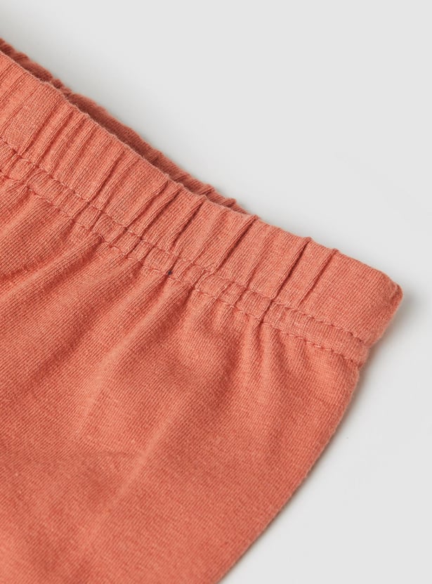 Girls Solid Elasticated 3/4th Leggings
