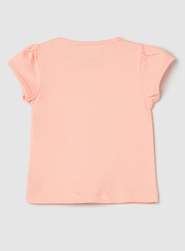 Girls Pure Cotton Typographic Printed Top