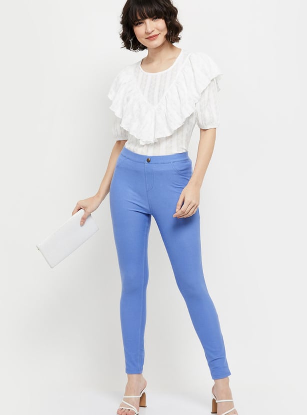 Women Textured Ruffled Top