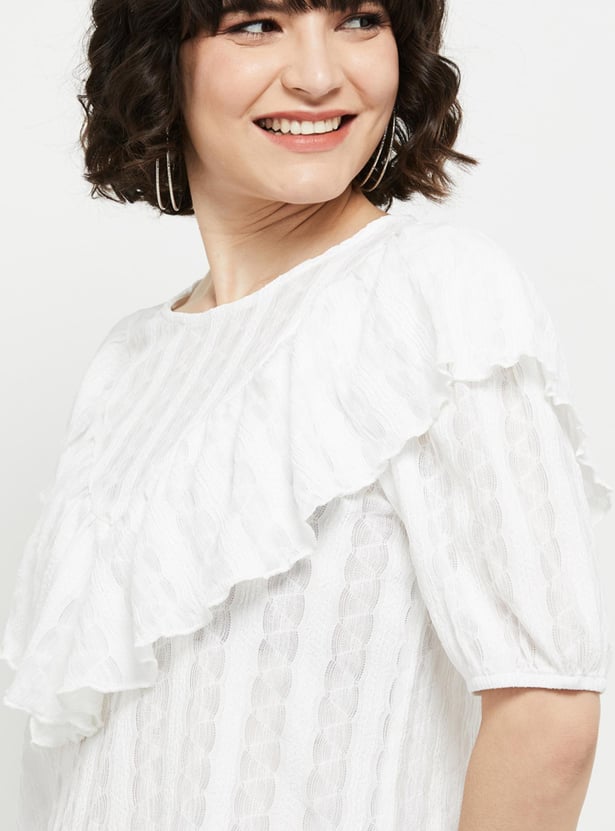 Women Textured Ruffled Top