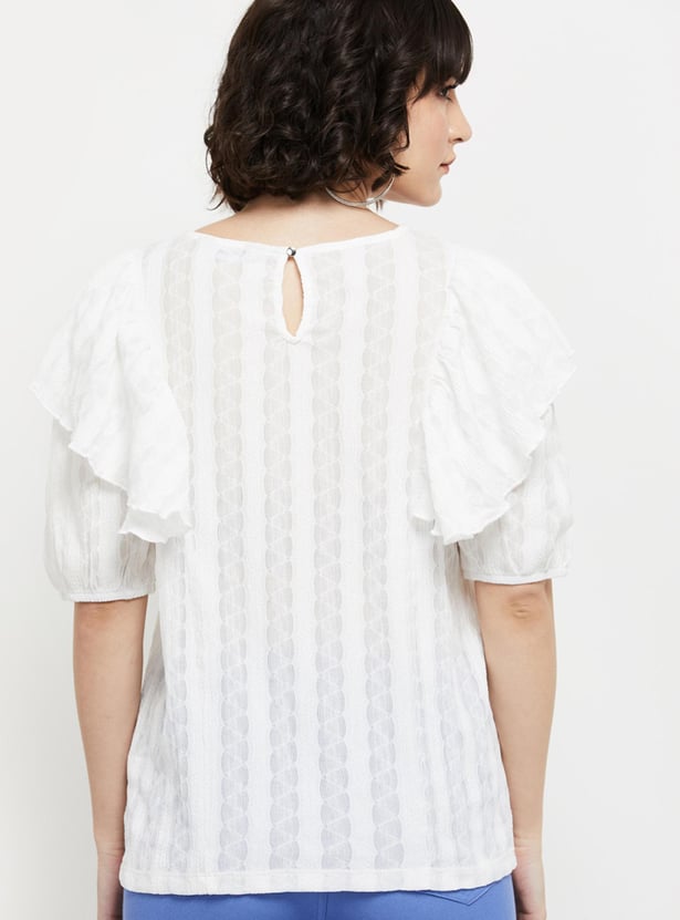 Women Textured Ruffled Top