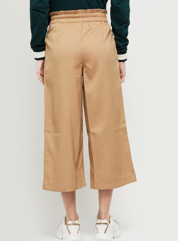 Women Solid Regular Fit Woven Trousers