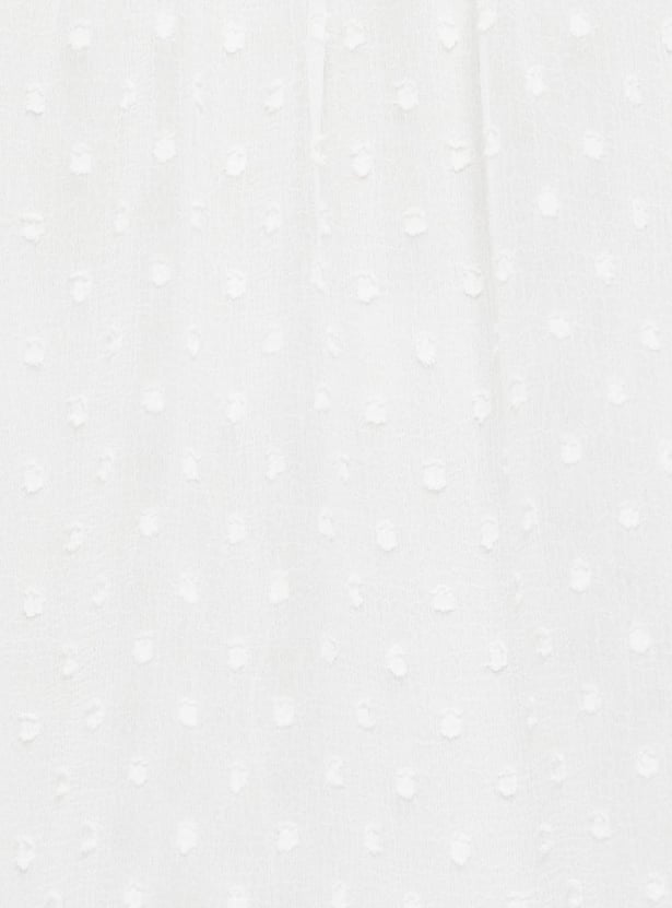 Women Textured Band Collar Top