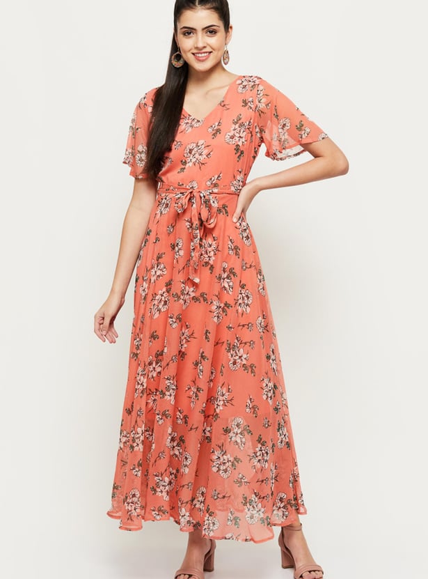 Buy Women Printed V Neck A Line Maxi Dress Online at just Rs. 1499.0 1000011356758 Max Fashion