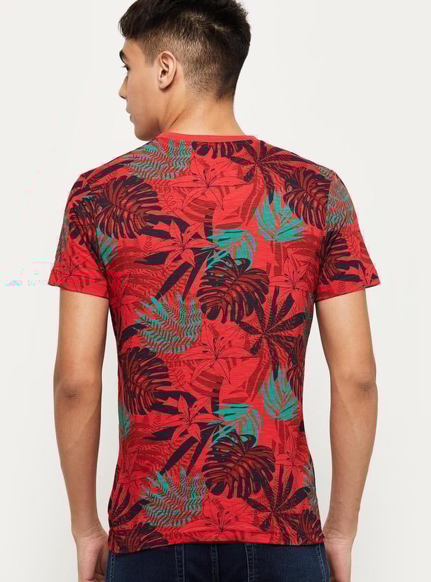 Men Tropical Print Crew Neck T-shirt
