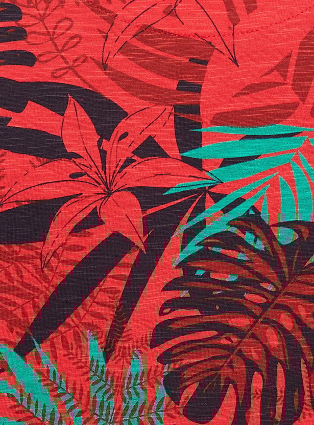 Men Tropical Print Crew Neck T-shirt