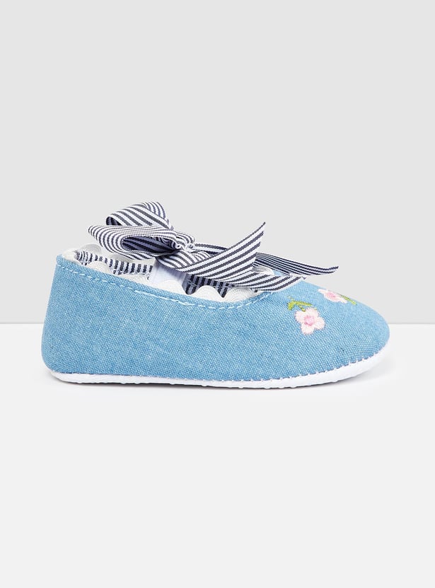 Girls Embroidered Bow Booties