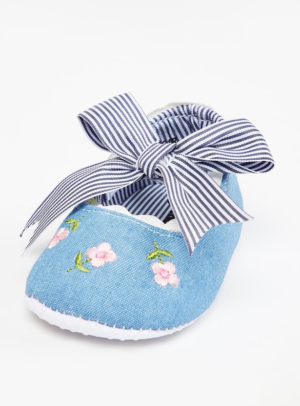 Girls Embroidered Bow Booties