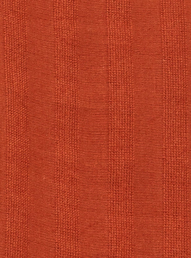 Men Striped Band Collar Short Kurta