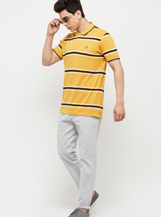 Men Striped Polo T-shirt