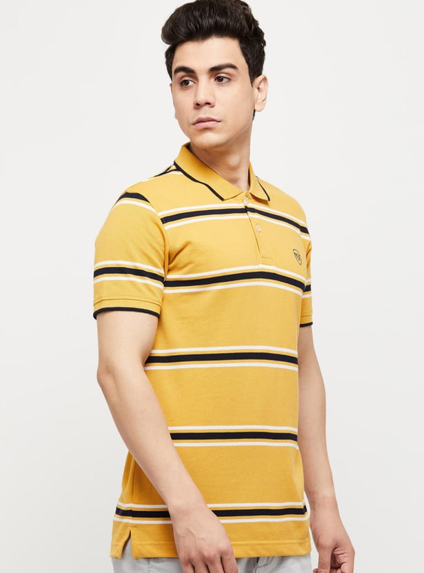 Men Striped Polo T-shirt