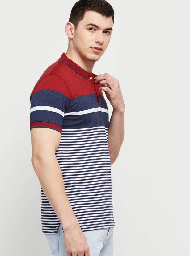 Men Striped Slim Fit Polo T-shirt