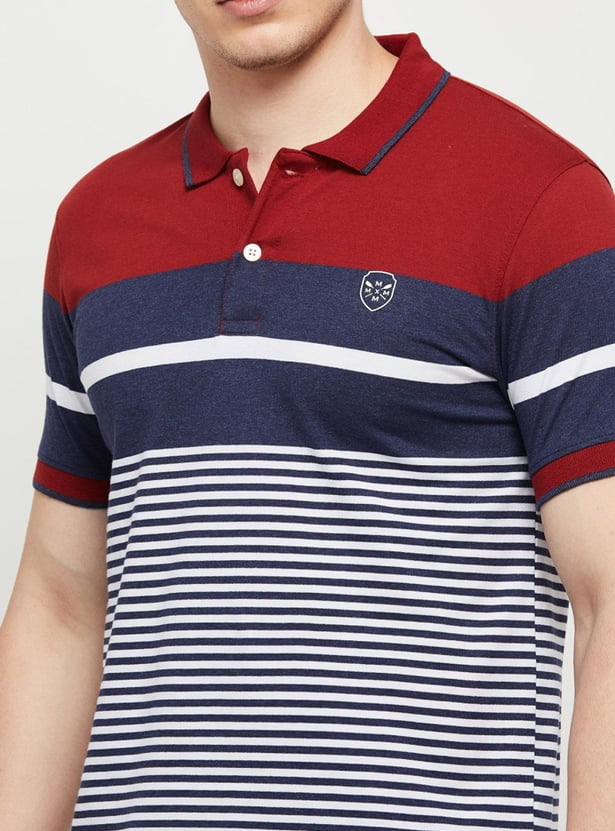 Men Striped Slim Fit Polo T-shirt