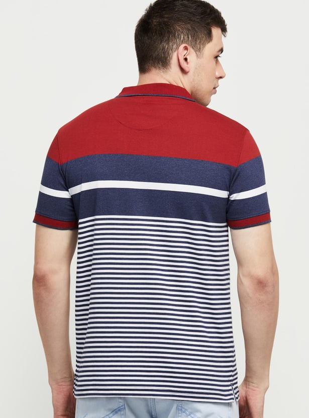 Men Striped Slim Fit Polo T-shirt