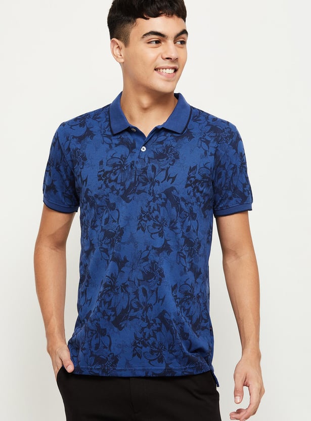 Men Printed Regular Fit Polo T-shirt