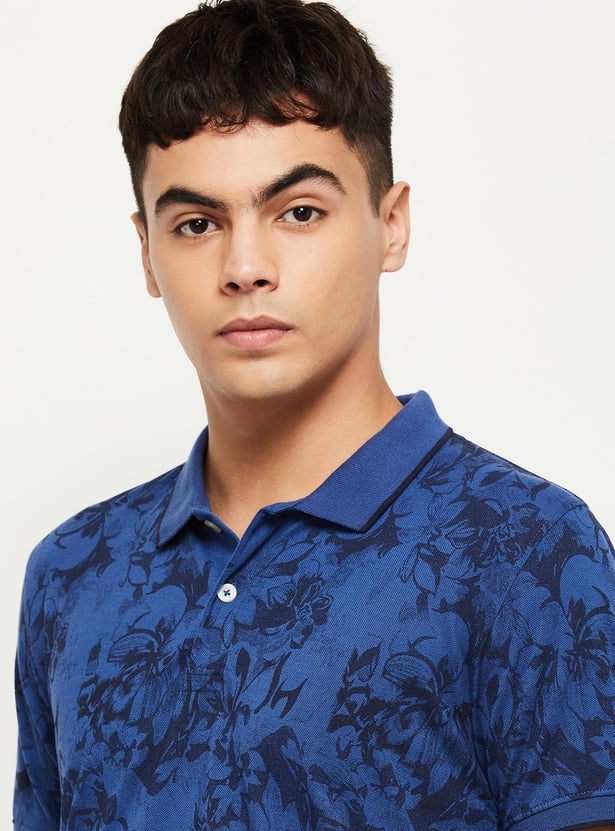 Men Printed Regular Fit Polo T-shirt