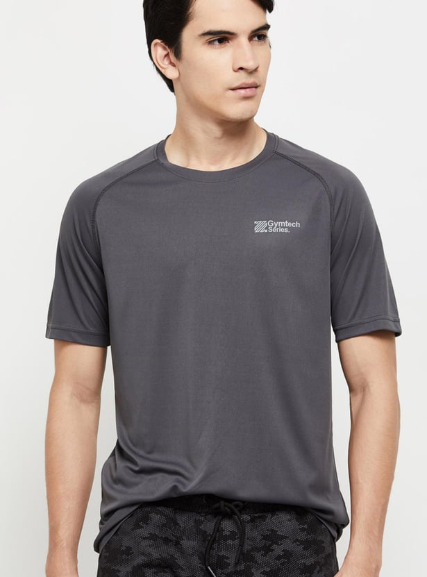 Men Printed Regular Fit Crew Neck Sports T-shirt