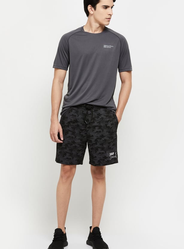 Men Printed Regular Fit Crew Neck Sports T-shirt