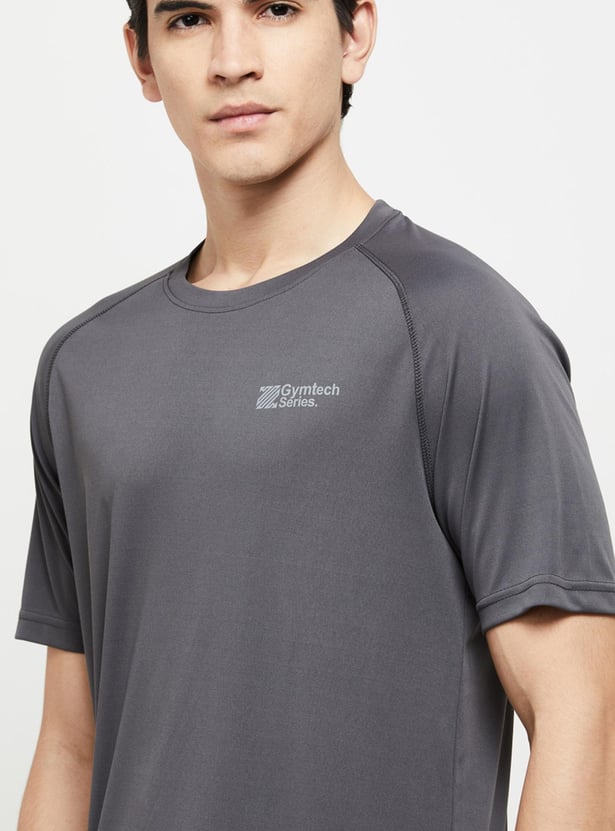 Men Printed Regular Fit Crew Neck Sports T-shirt