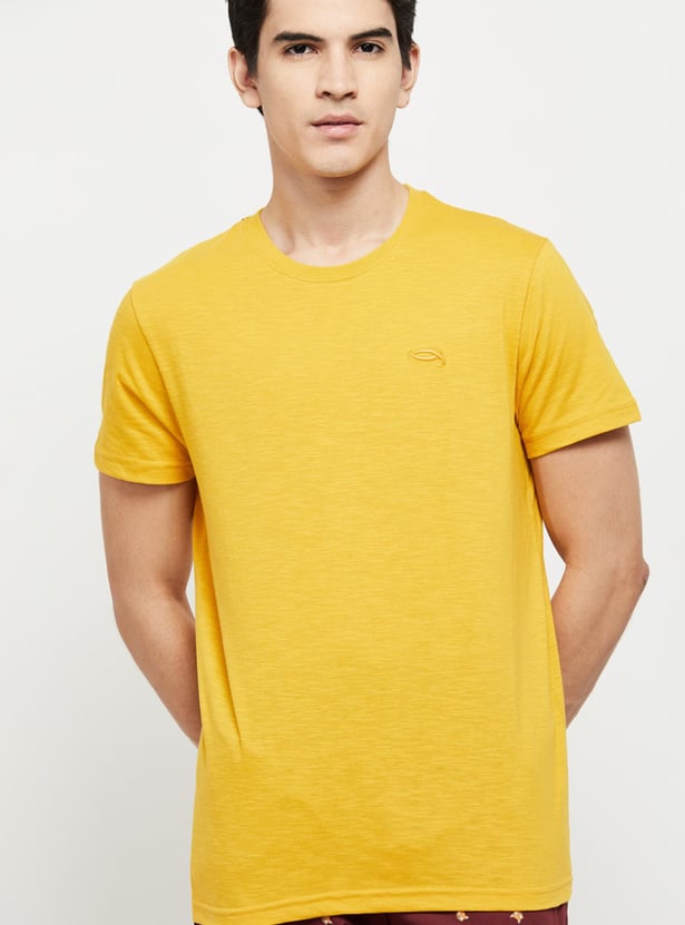 Men Solid Crew Neck Lounge T-shirt