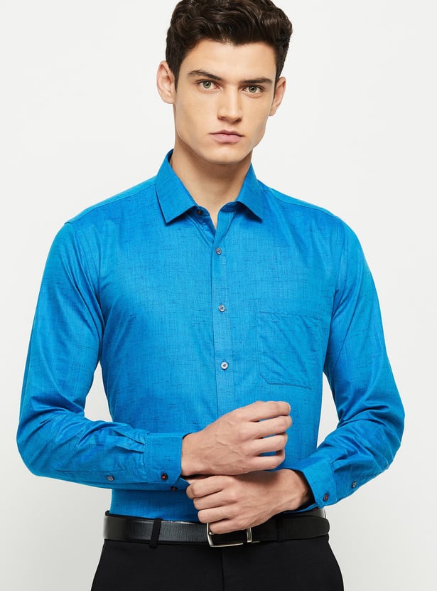 Men Textured Full Sleeves Slim Fit Formal Shirt