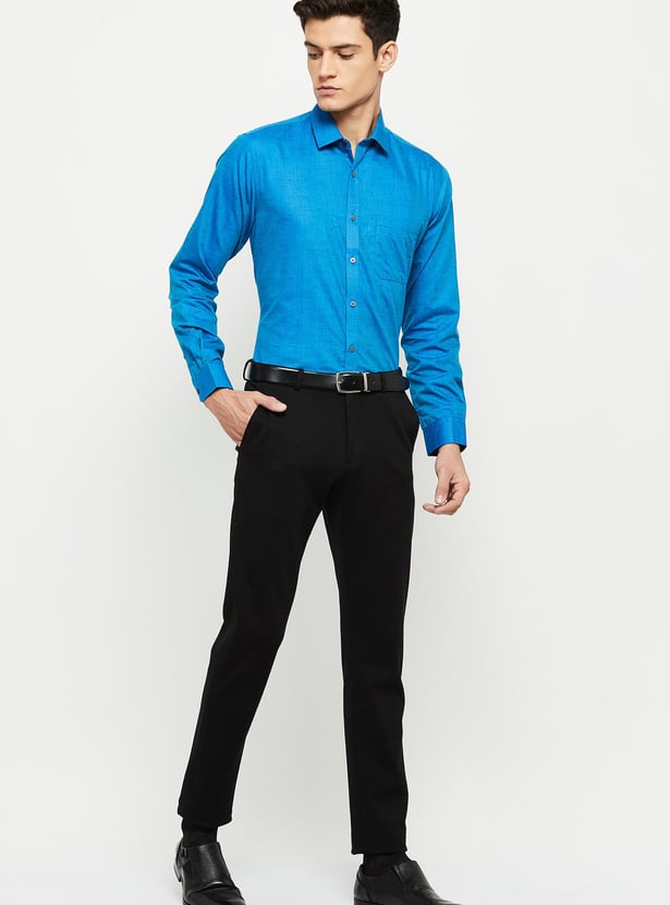 Men Textured Full Sleeves Slim Fit Formal Shirt