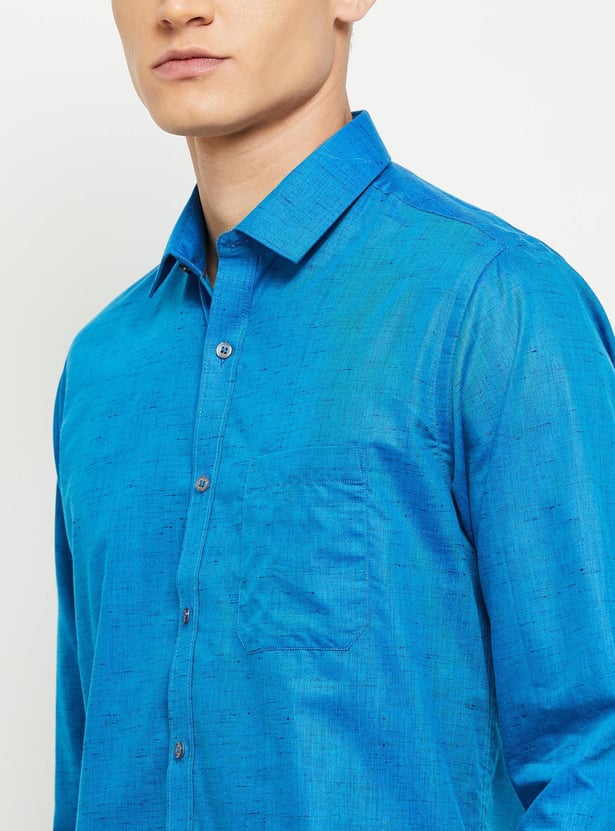 Men Textured Full Sleeves Slim Fit Formal Shirt