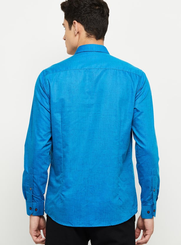 Men Textured Full Sleeves Slim Fit Formal Shirt