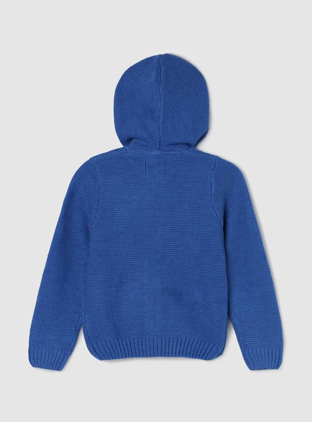 Boys Colourblock Hooded Zip Sweater