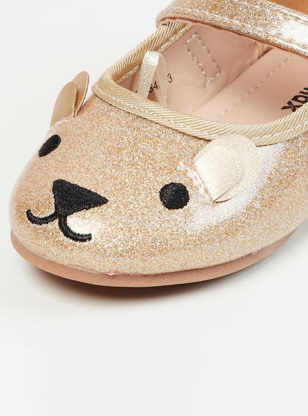 Buy Girls Embroidered Velcro-Strap Ballerinas Online at just Rs
